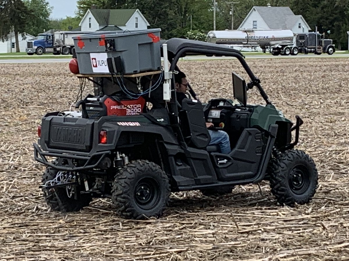 AgriNovusIN's tweet image. We&apos;re at day 2 of #agBOT2019 watching @IUPUI&apos;s #autonomous machine compete in the @agbotchallenge Weed + Feed Competition. Students from all over the world will be judged for their mechanics, software, innovative solutions + execution to identify the corn crop + weeds #timetoell
