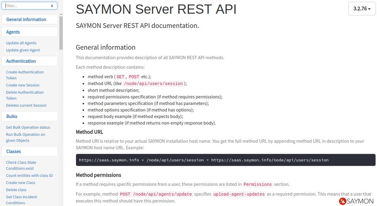 #SAYMON has an open #API. Thanks to it, you can perform #RESTful operations like read, modify, add or delete #data from your #cloud account or on-site installation.
REST API documentation: saas.saymon.info/apidoc