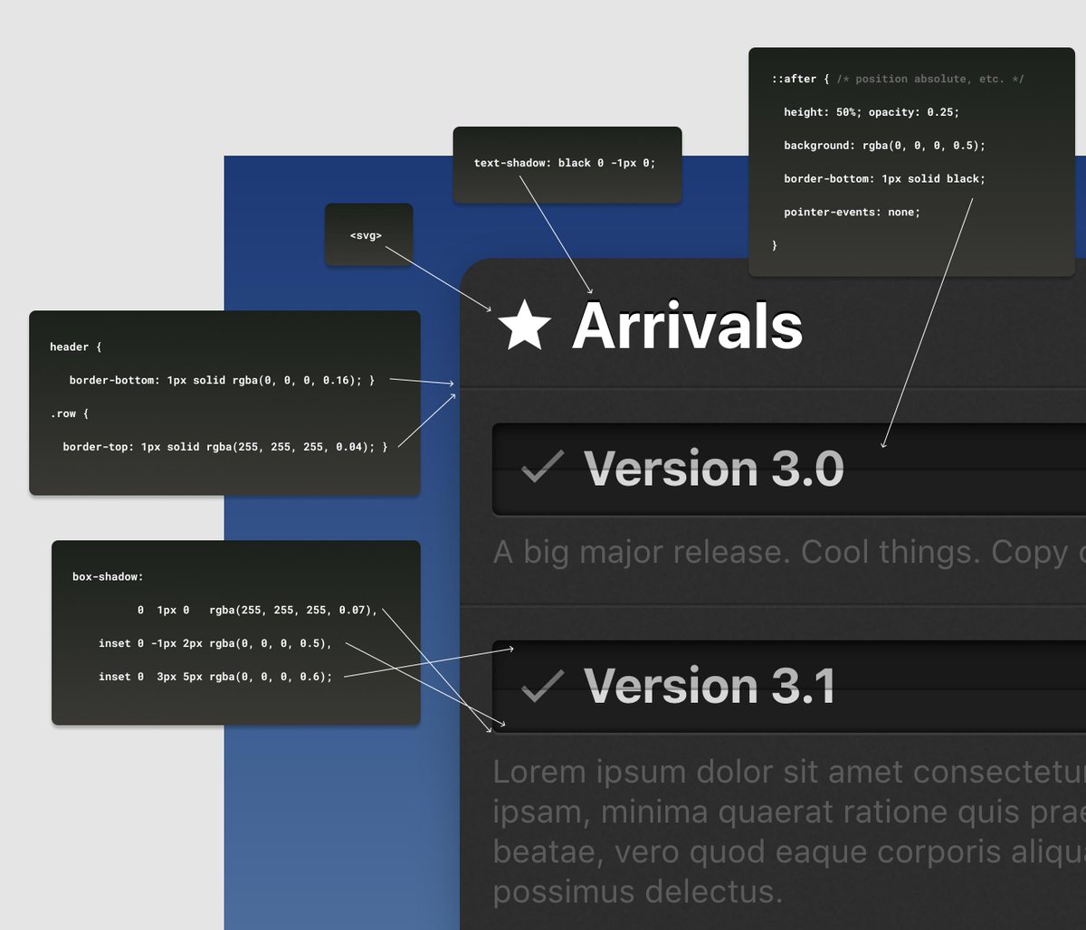 CSS-Tricks on Twitter: "Multiple box-shadows, adjacent borders, text-shadow, low-opacity pseudo-elements... lots of little CSS things here to add some depth to a UI status board. https://t.co/mL0Cu2zfQ4… https://t.co/7G7VGBTojh" CSS-Tricks on Twitter: "Multiple box-shadows, adjacent borders, text-shadow, low-opacity pseudo-elements... lots of little CSS things here to add some depth to a UI status board. https://t.co/mL0Cu2zfQ4… https://t.co/7G7VGBTojh"