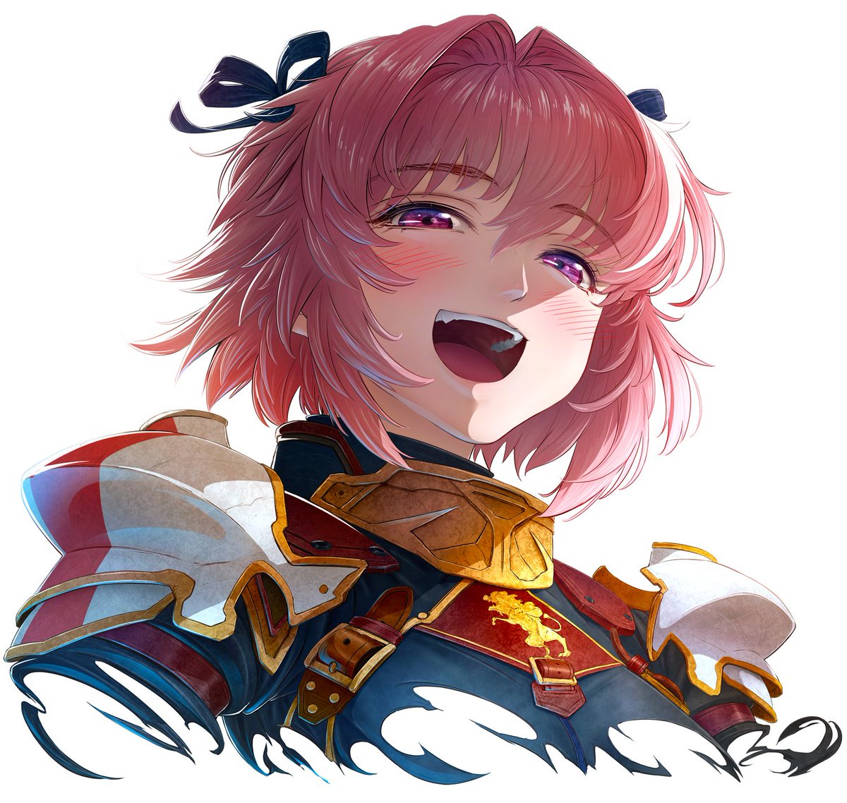 astolfo (fate) pink hair 1boy male focus open mouth smile solo armor  illustration images