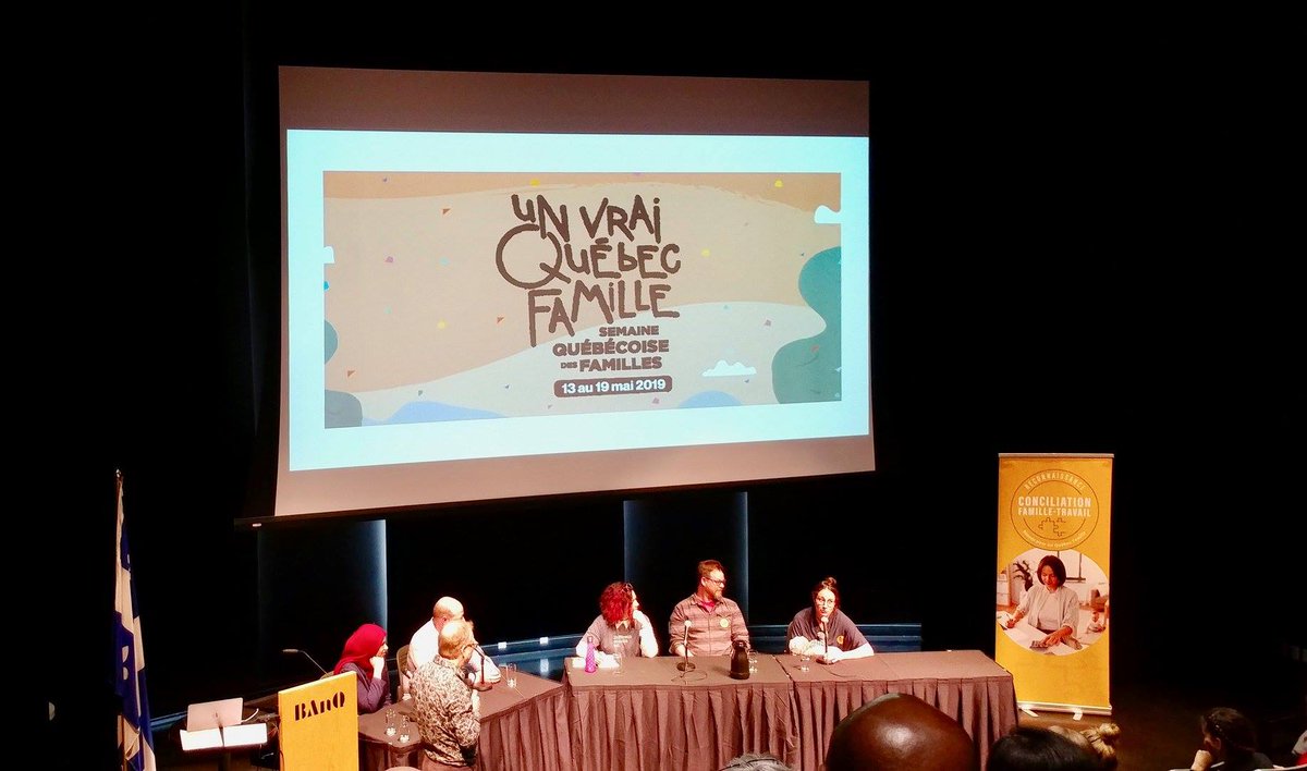 Lors du lancement de la Semaine québécoise des familles, nous avons eu droit à un super panel de parents relevant quotidiennement le défi de concilier famille et travail et même études! Ils nous ont généreusement fait part de leur réalité. Un GRAND merci chers parents! #SQF2019