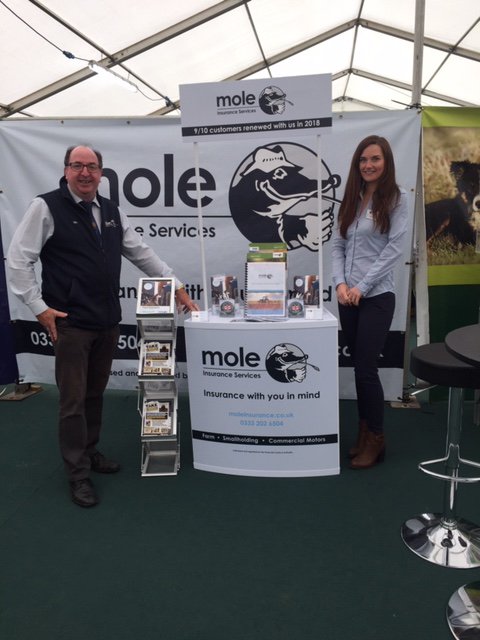 It's Day 2 at the Devon Country Show. Today we have Ian &amp; Terri from the Mole Insurance Team. Stop by the <a href="/molevalley/">Mole Valley Farmers</a> marquee &amp; they'll be happy to help you with any #Insurance enquiries. 👋#DCS19 #Farm #agriculture #devoncountyshow 🐄