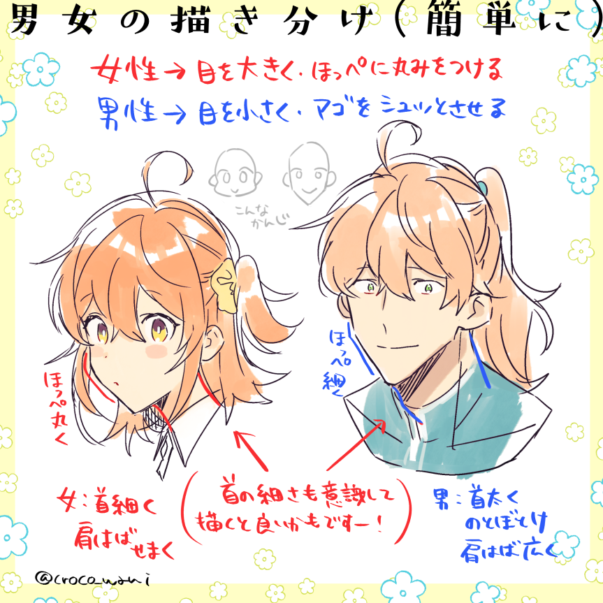 تويتر わに على تويتر 簡単に男女の描き分け T Co Ayr7pwwf6u