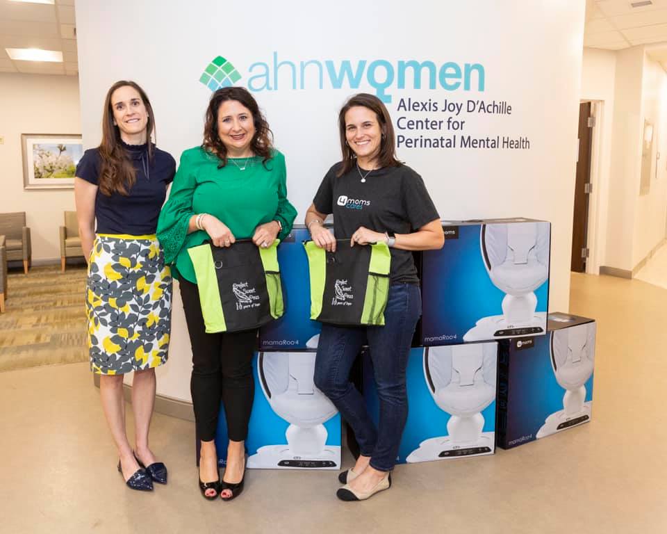 We partnered with <a href="/4moms/">4moms</a> to donate mamaRoos and care packages to the Alexis Joy D'Achille Center for Perinatal Mental Health. We know a lot of our NICU moms suffer postpartum issues and are fortunate to have this amazing center @chrissyteigen  <a href="/AHNtoday/">AHN</a>