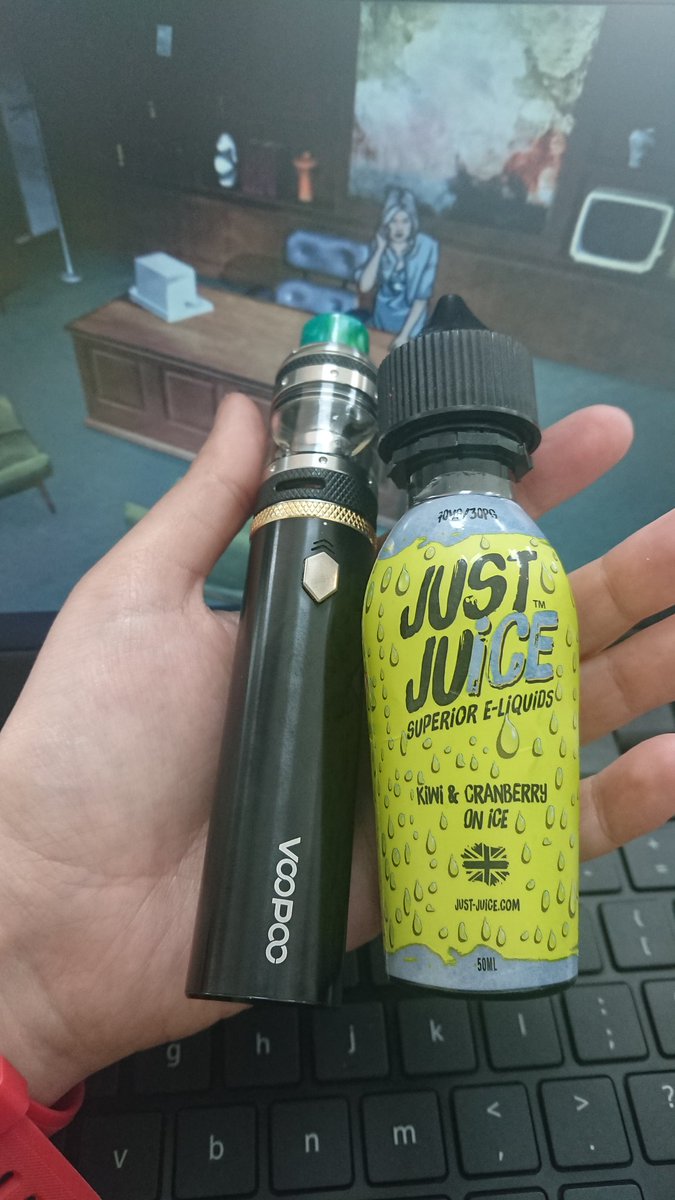 VapeMaiden's tweet photo. Rocking @voopoo Calibre with @justjuiceuk
Loving this kit! A sleek pen with a full on flavour! Plus watching Archer! 
Review on Just Juice up now link in bio #vape #vapeporn #vapegirls #vapenation #vapeworldwide #vapers #voopoocaliber #justjuice #review #newreview #HappyFriday https://t.co/DyaudMfqTD