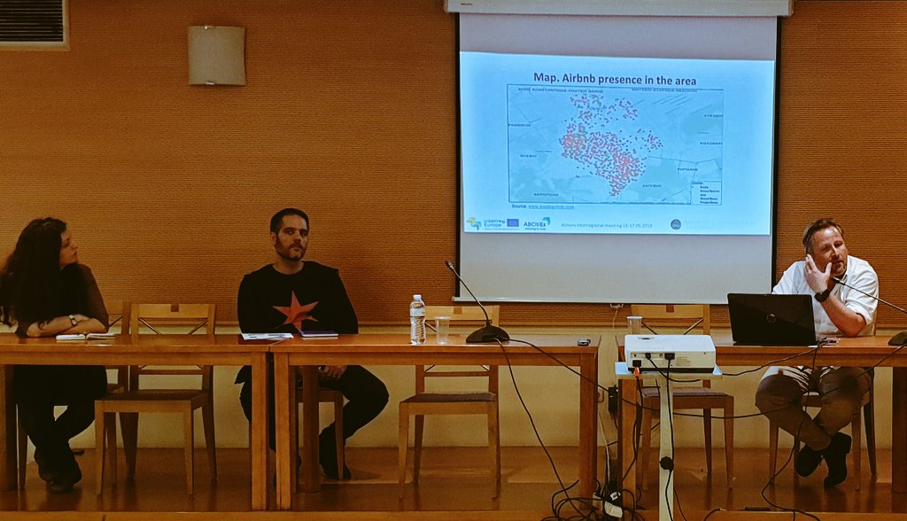 AInterreg's tweet photo. The explosion of @Airbnb in Athens. George Mavrommatis and Nicholas Karahalis on #ABCE. #ABCitiEs #Aloloustreet #Athens https://t.co/Hbpek3l9kl