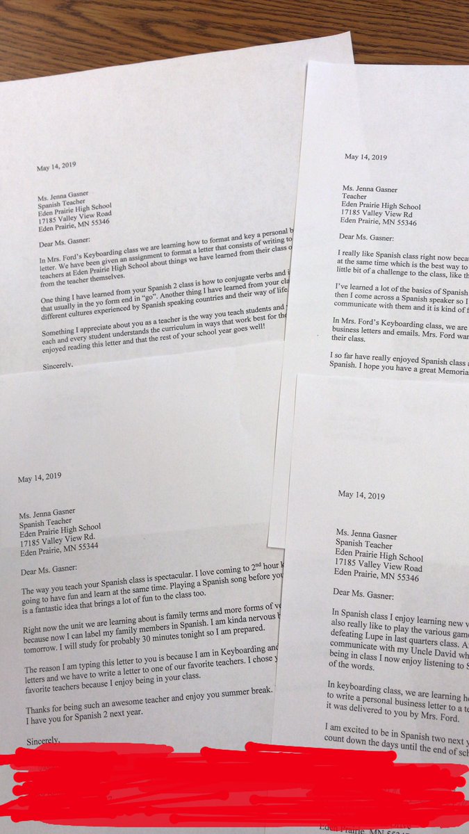 No better way to start off my Friday than receiving these awesome thank you letters from my students! What an awesome assignment in keyboarding class 👏🏼#EPHSInspire