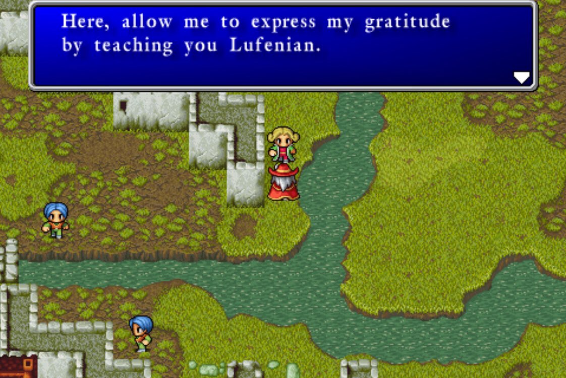 everysingleff's tweet image. If you give a random dude a stone tablet... he will teach you an entire new language instantly. Honestly have no idea what I’d do without a guide. What did people do back then??? #everysinglefinalfantasy #finalfantasy #rosettastone