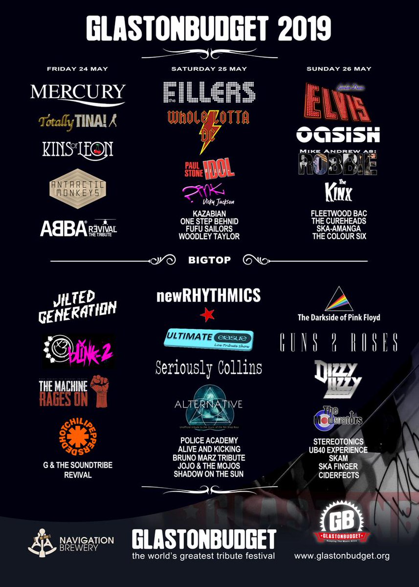 All lined up and ready to party!
Less than a week to go to get your #Glastonbudget 2019 tickets.
Buy now; glastonbudget.org - Don't miss the biggest and best tribute festival of the year.
#MusicFestival