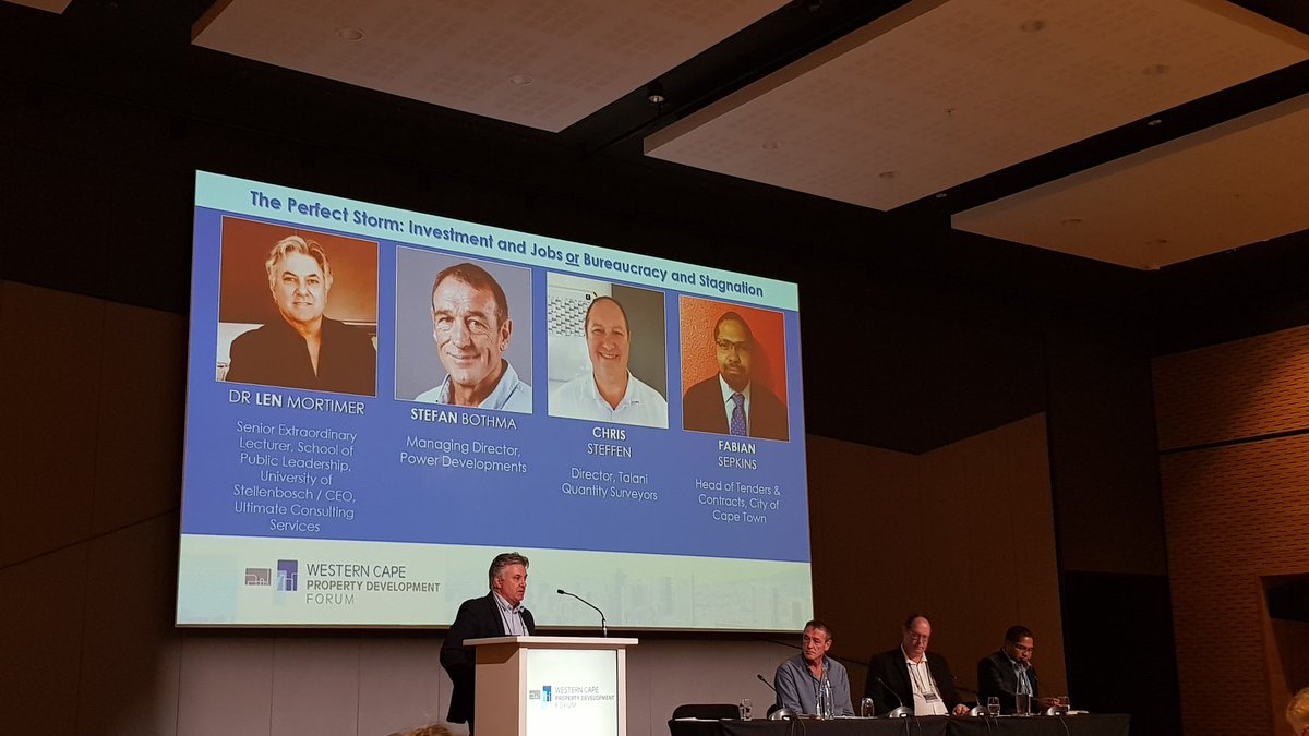 PropertyWheel's tweet image. Concluding the #wcpdf 2019 -  a panel discussion discussing #Procurement Procedures in the City. Chaired by Dr Len Mortimer (University of Stellenbosch)