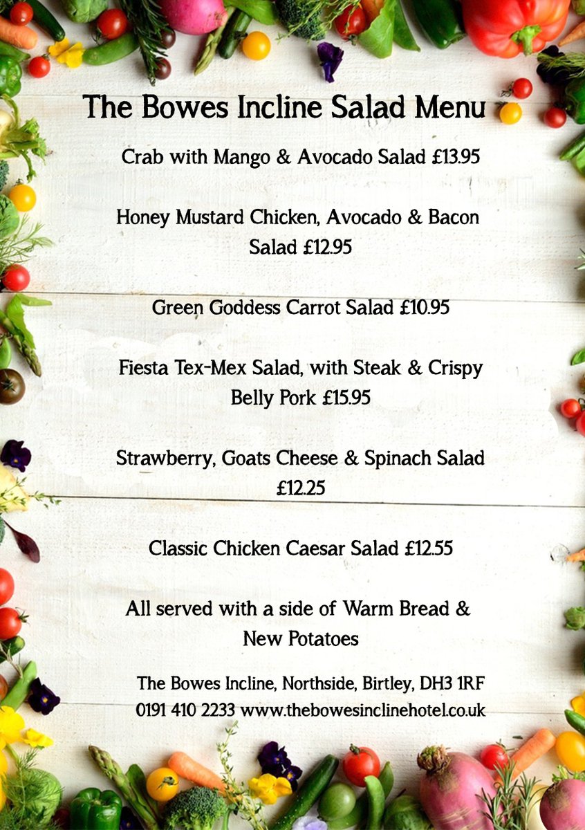 BowesIncline's tweet photo. The Bowes Incline - Specials Are Here, Salads &amp; Afternoon Teas!!! - https://t.co/GvFuDESxjU https://t.co/PKpeBn5wzS