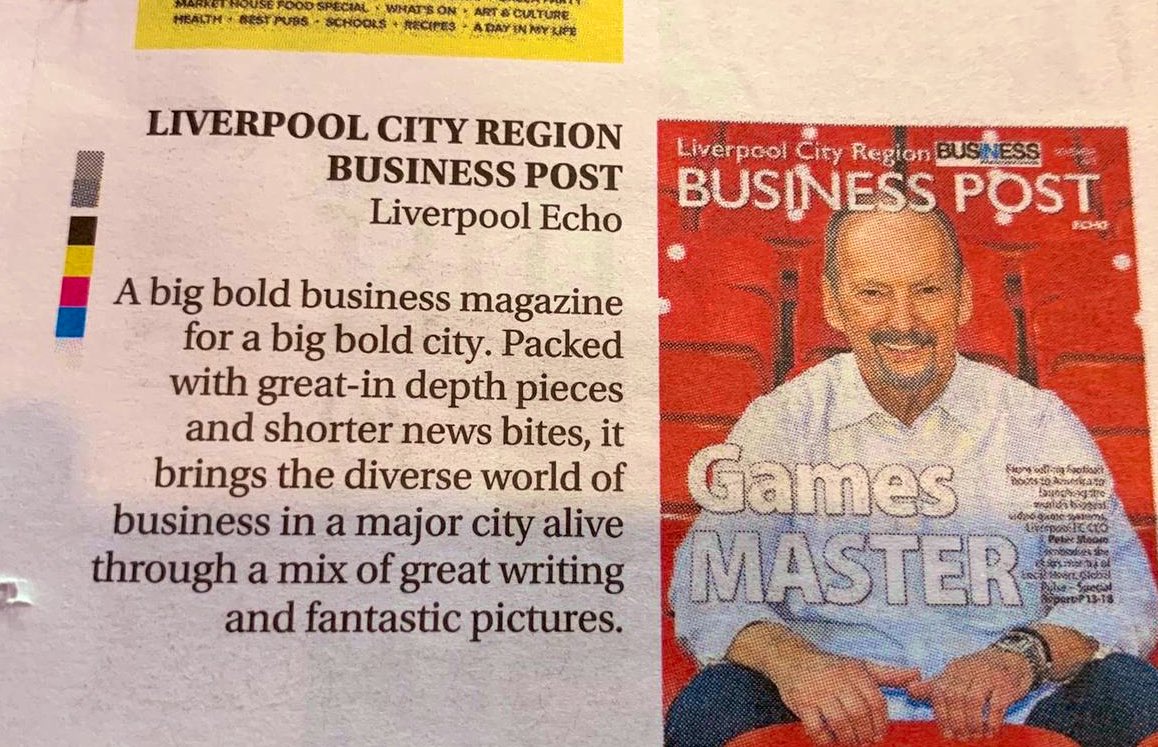 Delighted by <a href="/EditorsUK/">Society of Editors UK</a> judges comments about LCR Business Post as we are shortlisted for Magazine of the Year - feeling proud ☺️to play my part alongside <a href="/wimpyking/">Alistair Houghton</a> <a href="/LivEchoBusiness/">Liverpool Echo</a>