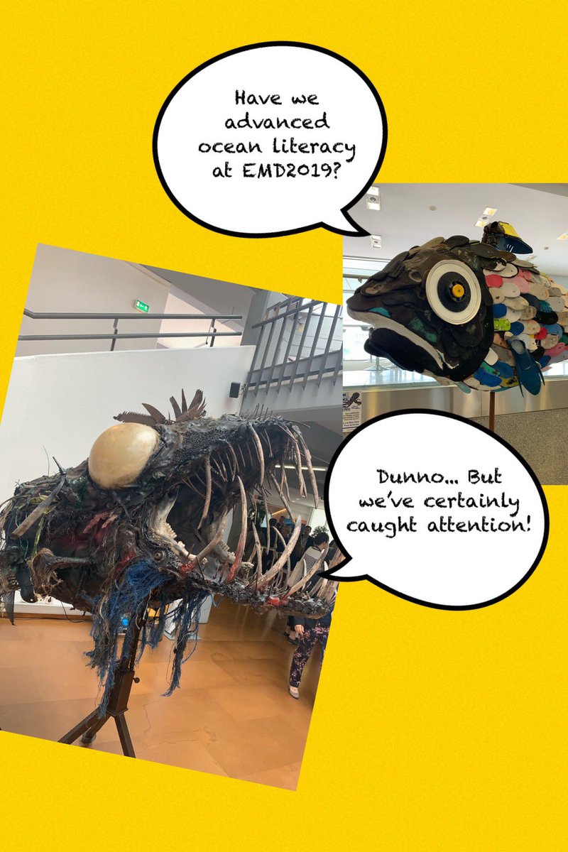 These upcycled #ocean creatures at #EMD2019 are quite a source of inspiration #OceanLiteracy #comics #collage
