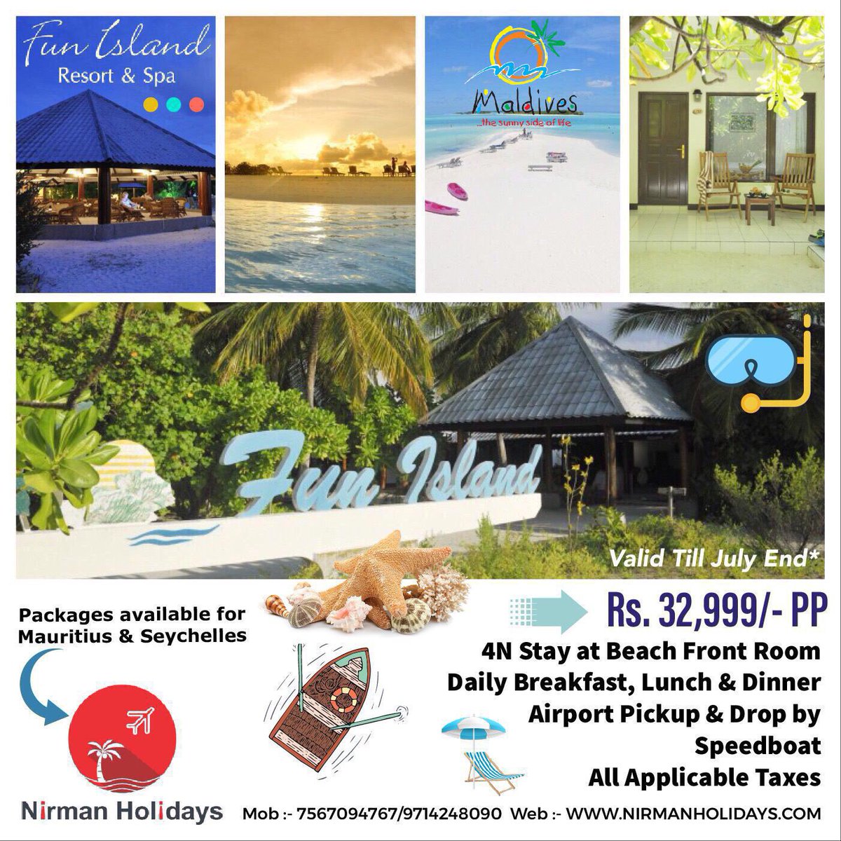 nirmanholidays's tweet photo. Discover the Ultimate Beauty of Maldives at Fun Island Resort & Spa 🐠🌴🌈⛵🏖
5D/4N All Meals Deal at just Rs. 32,999/- PP valid till July End ✨
#funisland #bluewater #coralreef #lifeatbeach #maldives #indianocean https://t.co/8m14PyU2w5