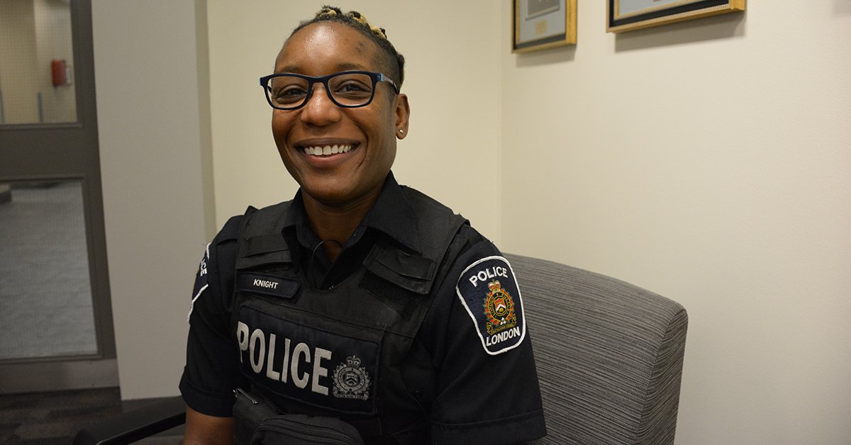 lpsmediaoffice's tweet photo. "As long as I can remember, I wanted to be a Police Officer.  Looking back to my grade one aspirations, my goal was to be a Police Officer. " - Heather
#HumansOfLPS #PoliceWeekON #ldnont https://t.co/x1aA1P05BF