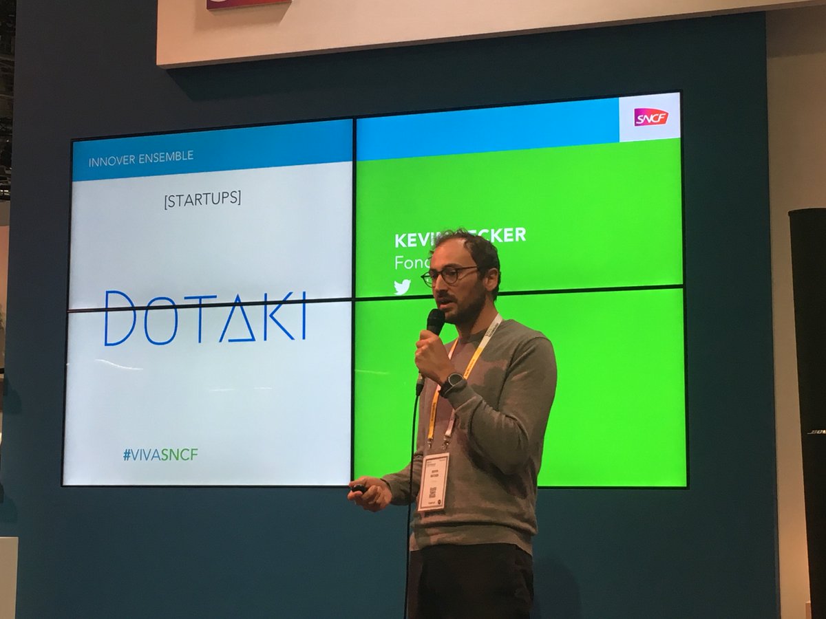 SNCFConnectTech's tweet photo. [#VivaTech] 
Grâce à une analyse en temps réel des comportements de navigation, @Dotaki_FR permet d'afficher des écrans adaptés à la personnalités des visiteurs. Une startup #OUILink ! 
Offrir du sur-mesure : un enjeu clé pour @ouisncf 
#VivaSNCF #evoyageursSNCF https://t.co/fT5hIHiwzw
