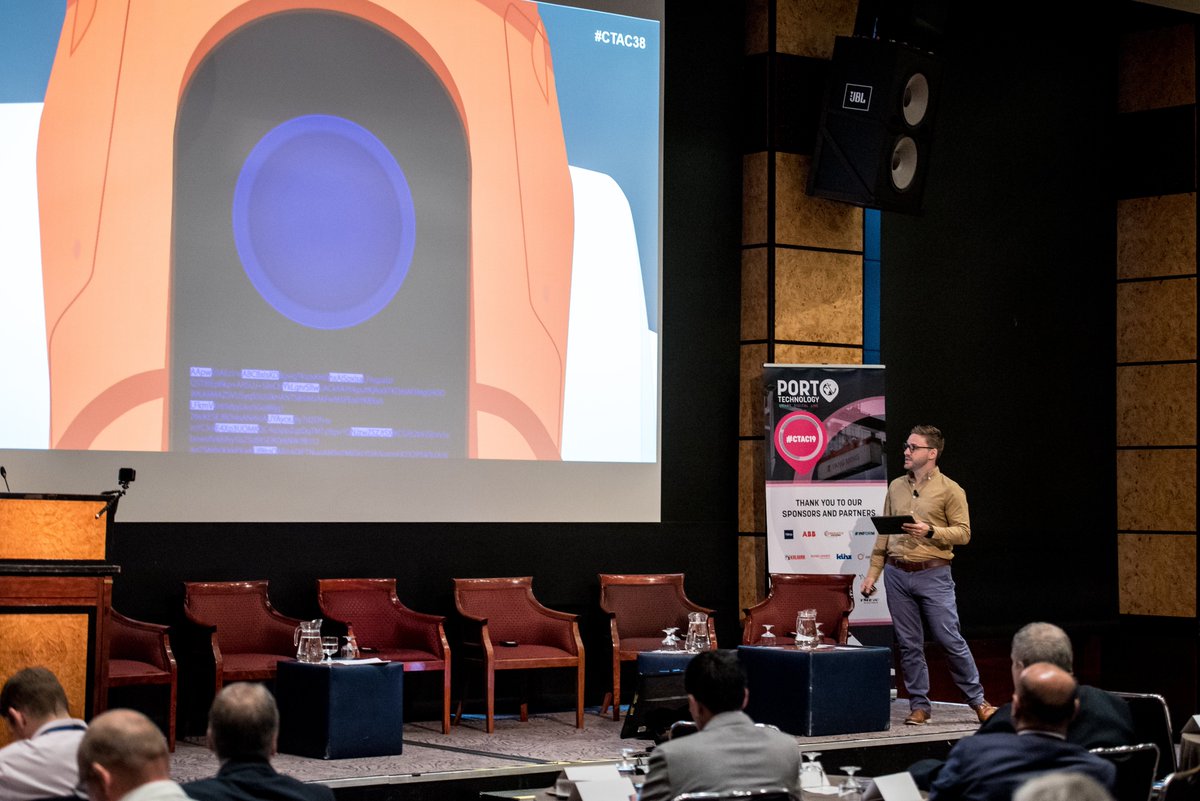PortTechnology's tweet photo. #CTAC19 At this year's event, Matthew Wittemeier @inform_software took us forward to #CTAC38 for a special conversation with advanced #AI system Athena

"I was taught through the decisions of my human predecessors" #Automation https://t.co/FvrYqIYFod
