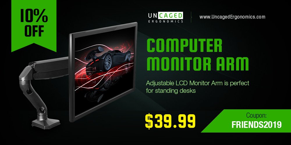 Accessorize your standing desk with an ergonomic monitor arm. Stand up straighter + have more fun with an affordable monitor mount. bit.ly/2LQqvJw #computermonitorarms #monitorarm #optimalergonomics #ergonomics #ergonomicproducts #workstation #lcdmonitorarm