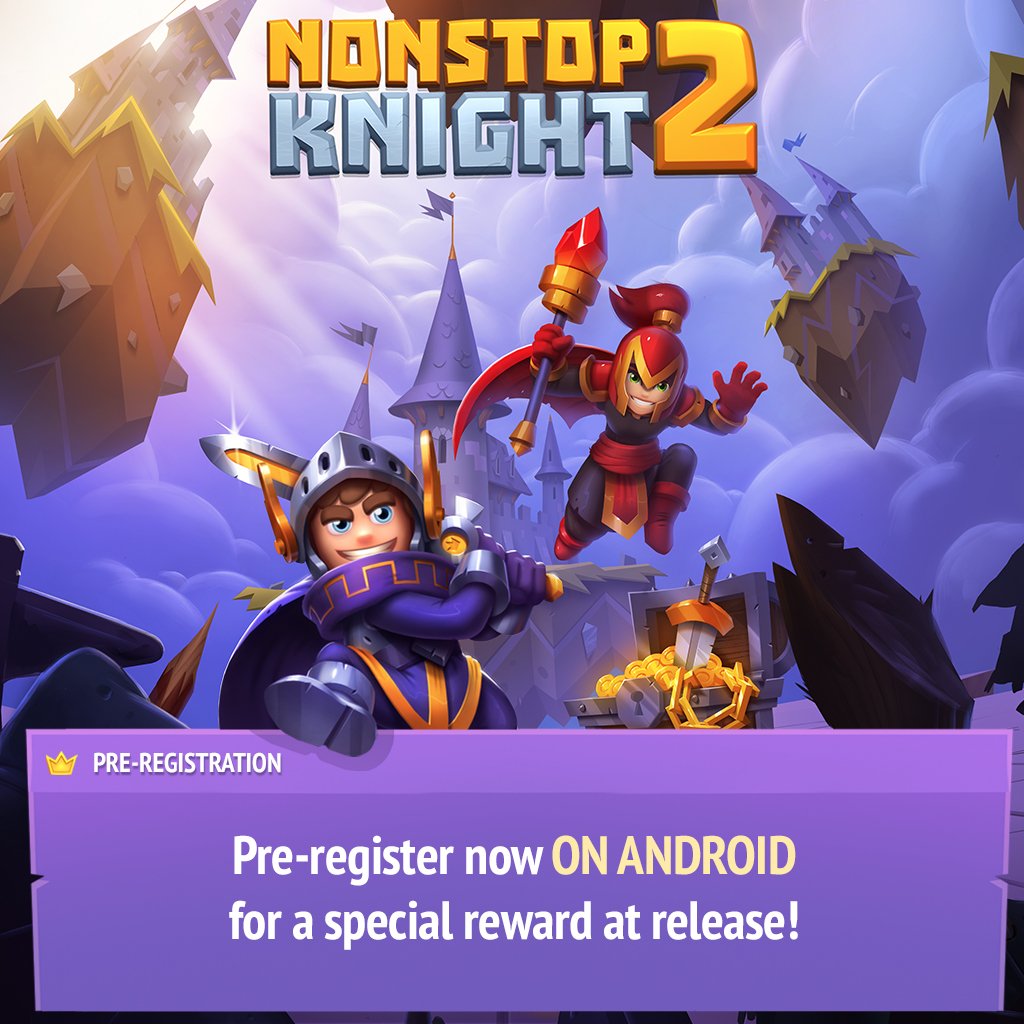 Calling all Knights! A brand new quest awaits in Nonstop Knight 2, coming soon to the App Store and Google Play worldwide. On Android and want to be alerted when the adventure begins? Pre-register here on Google Play for a special reward: go.onelink.me/0dlw/990012ee
