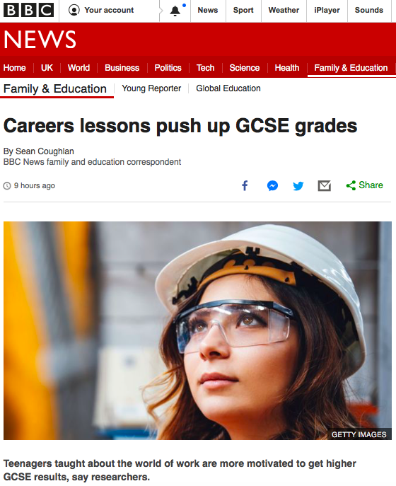 Edu_Employers's tweet photo. Just published: Research by our charity @Edu_Employers shows for the first time a link between career talks and improved GSCE results. Lower achievers and less engaged students gain the most.

BBC News: https://t.co/jUyIyJzpN5 

More details here: https://t.co/b9yhmUOELX https://t.co/u7ZL488EX8