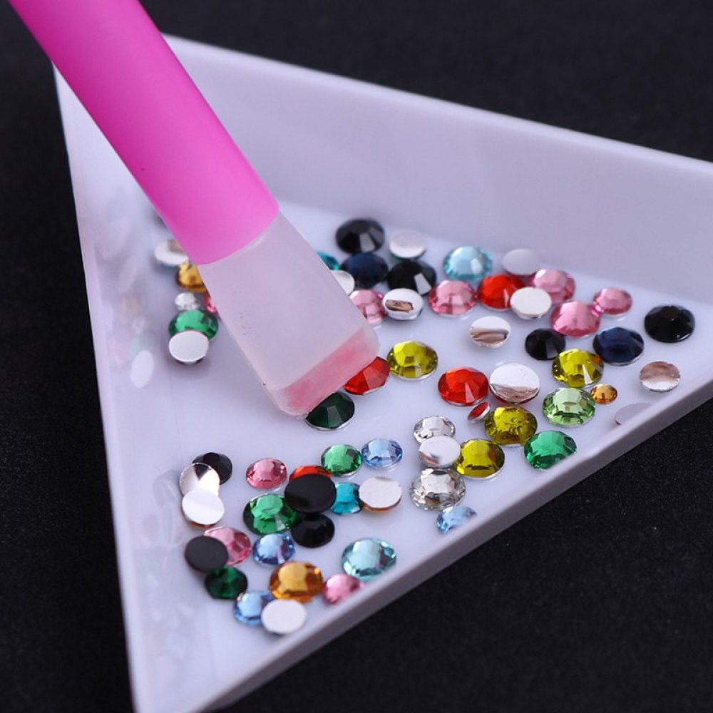 #7dollarstore 5Pcs/set Dual-ended Nail Rhinestone Pink Gem Picker Dotting Pen Pretty Manicure Professional DIY Nail Art Decoration Tools