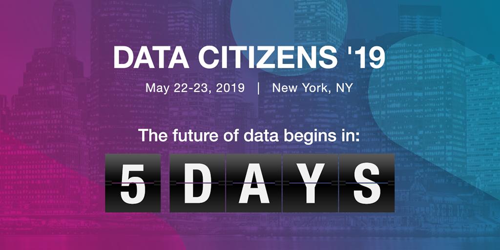 collibra's tweet photo. We can’t wait to see our community of data citizens in just 5 days for the SOLD OUT #DataCitizens19. Check out the agenda to plan your experience now: https://t.co/P2e6FQly3k #dc19 #futureofdata #dataintelligence https://t.co/o2VhrNINqq
