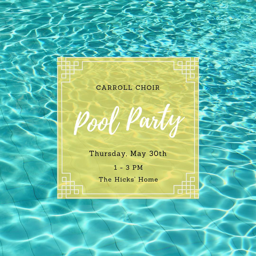 Be there for the end of year Pool Party!
Snacks:
9 - desserts
10/11 - snacks and appetizers 
12 - drinks