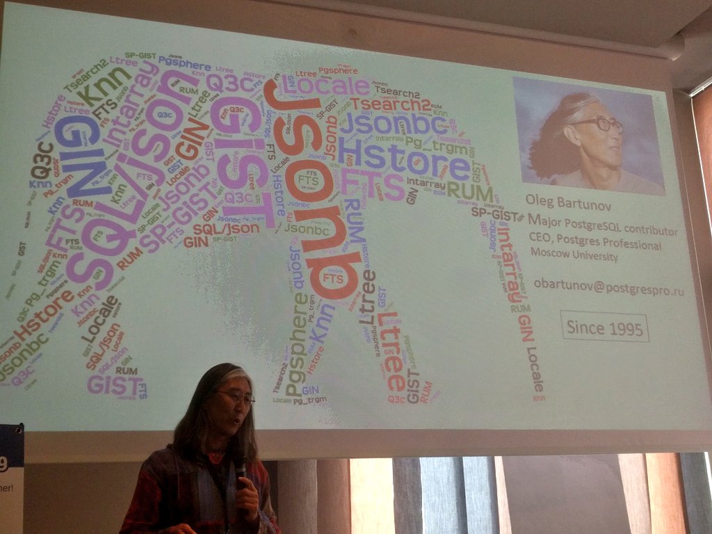 pauloxnet's tweet image. Oleg Bartunov @obartunov 🇷🇺 from Lomonosov Moscow University @MSU_1755 and Postgres Professional @PostgresPro speaks about "Jsonpath - a query language for json" at #PGDayIT in #Bologna 🇮🇹
#jsonpath #json #sql #PostgreSQL #future #query
CC @PGDayIT @ITPUGpress @PostgreSQL