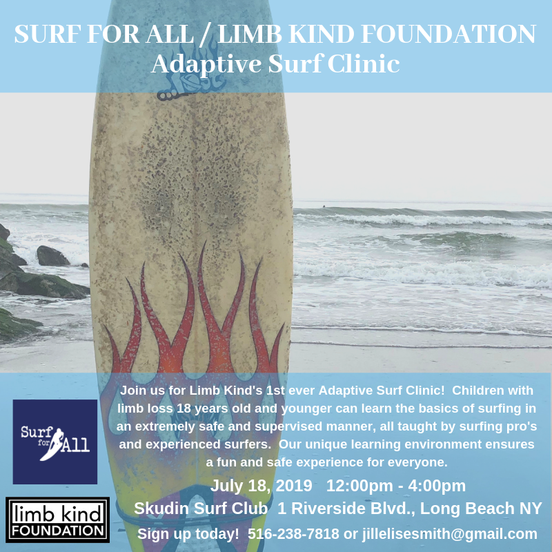 LimbKind's tweet photo. Limb Kind Youth Group Event!!!
*
*
Don't miss the first ever Limb Kind Adaptive Surf Clinic with Surf For All down in Long Beach on July 18th! An afternoon of fun, surfing, and camaraderie for children with limb loss 18 and younger.
#SurfForAll #LimbKind #Surf #Amputees #Rad https://t.co/qZKpWT2uUB