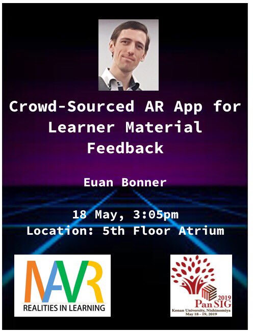 How can we use #AR for crowdsourcing feedback for learning materials？ Euan has the answer。 See you at #PanSI2019 #MAVR #JALTMAVR