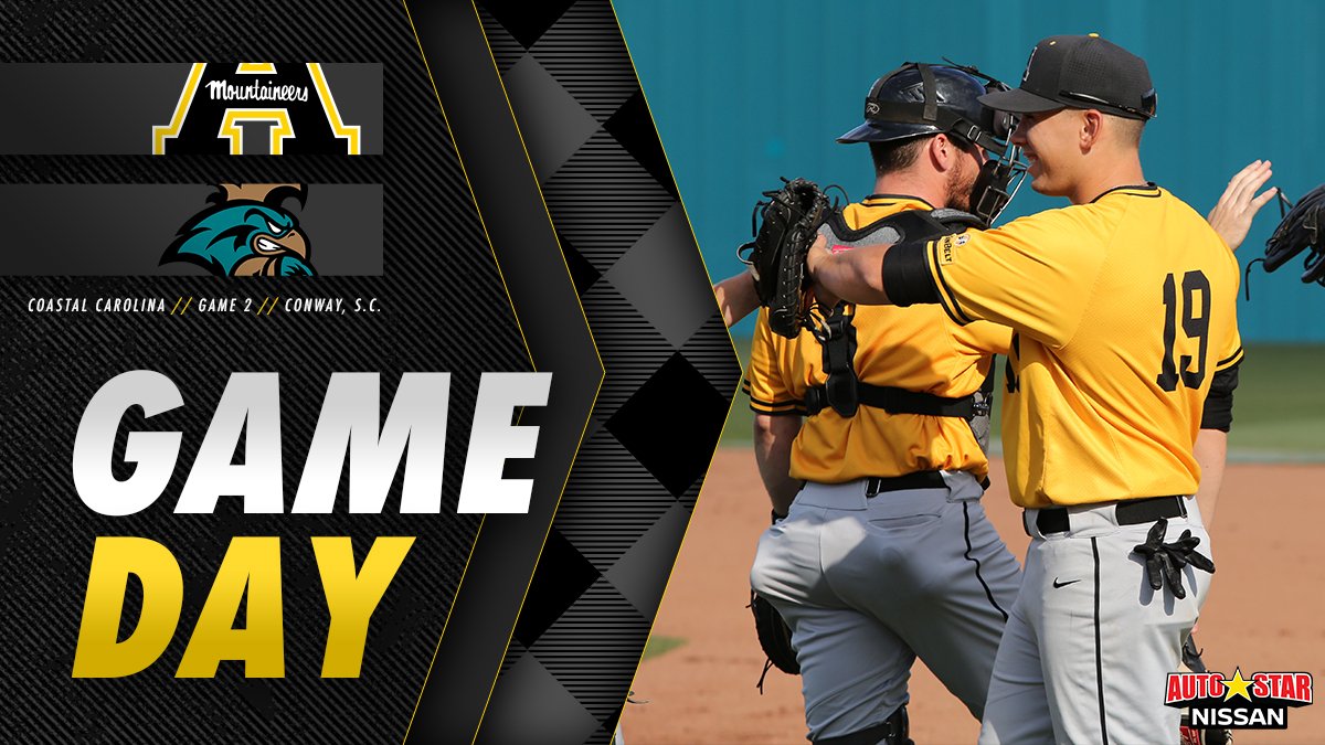 AppBaseball's tweet image. 🚨 GAME DAY! 🚨

⚾ vs. Coastal Carolina
📌 Conway, S.C.
🕚 6 p.m. 

📺 Watch
bit.ly/2WgaUag

📊 Stats
bit.ly/2JMsXhC 

🎙 Listen
bit.ly/2LMmZQe