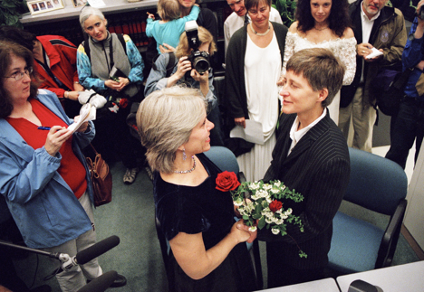 Fifteen years ago today, on May 17, 2004, #Massachusetts became the first U.S. state to allow same-sex couples to marry. Peg & I married that day—& so did many of our friends. It was a joyous, amazing, & historic experience. 

#marriageequality #May17th #IDAHOTB #LGBTQAdvocacyDay