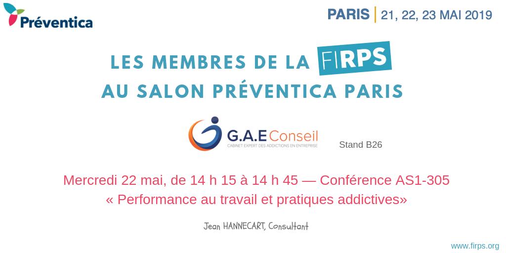 Firps_'s tweet photo. Salon @Preventica Paris ! đą Rendez-vous pour la confĂ©rence de @GaeConseil, membre de la #FIRPS, aujourd'hui Ă 14 h 15 : « Performance au #travail et pratiques addictives »
#SanteTravail #RPS #QVT #PrevParis https://t.co/GfnoC1Ez5o
