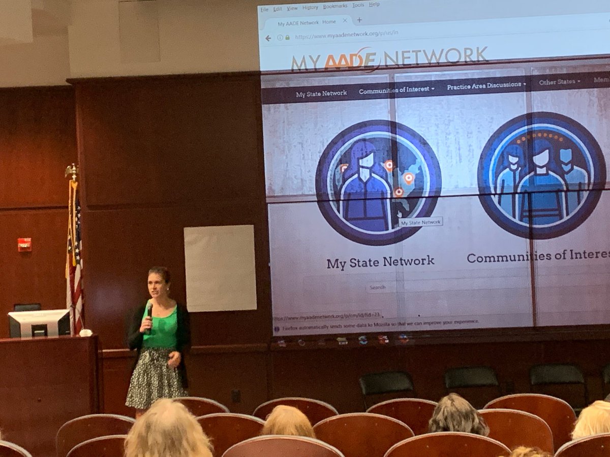 IndianaAADE's tweet image. Lynn Thoma is getting the AADE7 Best Practices Strategy Cafe kicked off strong! Can’t wait to see the innovative ideas that are shared. #INaade