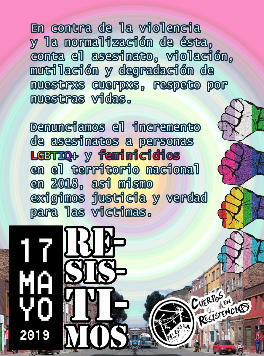 En contra de la violencia y la normalización de ésta,conta el asesinato, violación,mutilación y  degradación de nuestrxs cuerps, denunciamos el incremento de asesinatos a personasLGBTIQ+ y feminicidios en el territorionacional en 2018, asi mismo exigimos  justicia y verdad.