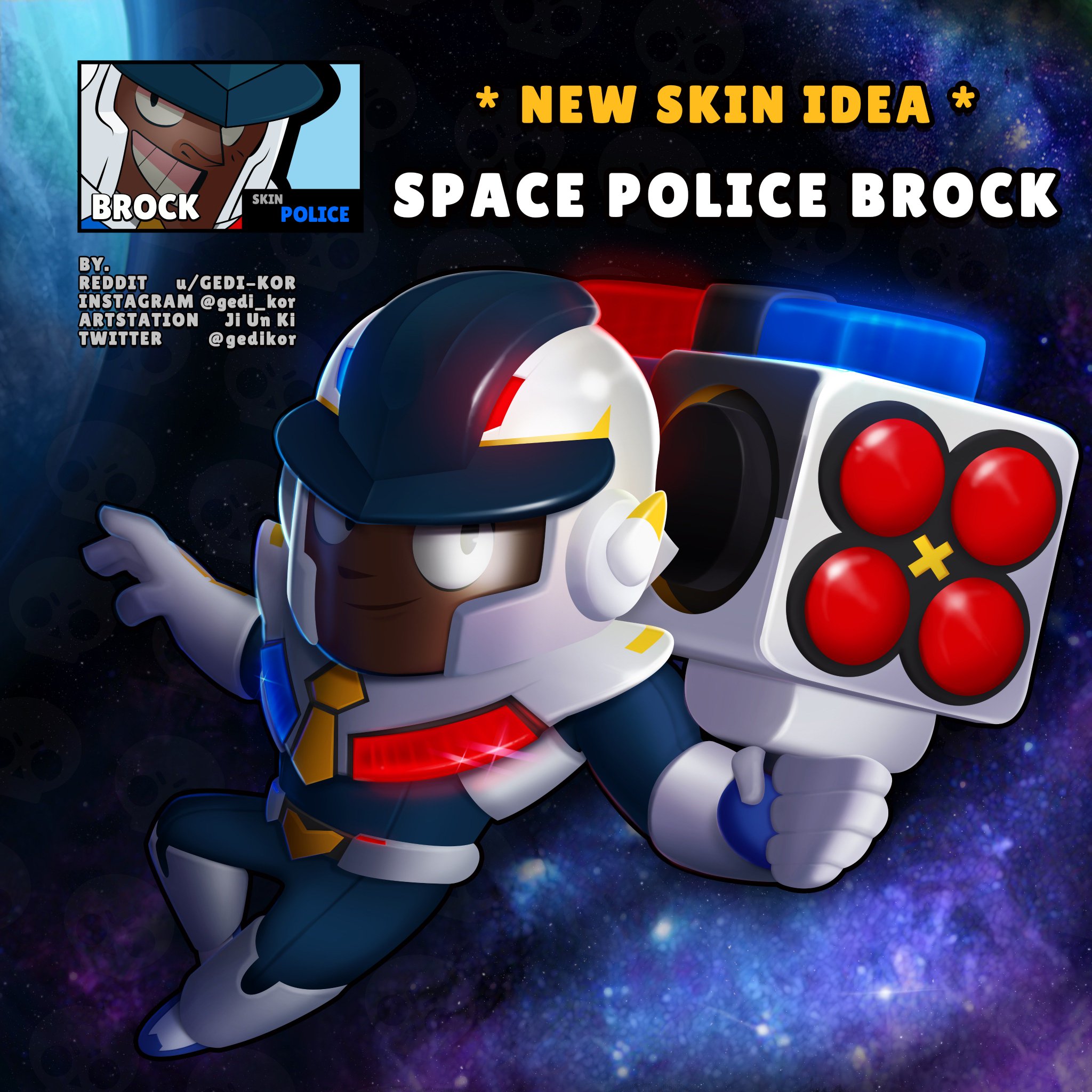 Gedi On Twitter Skin Idea Space Police Brock Brawlstars Supercell Skindesign Gameart - brawl stars skins ideen leon