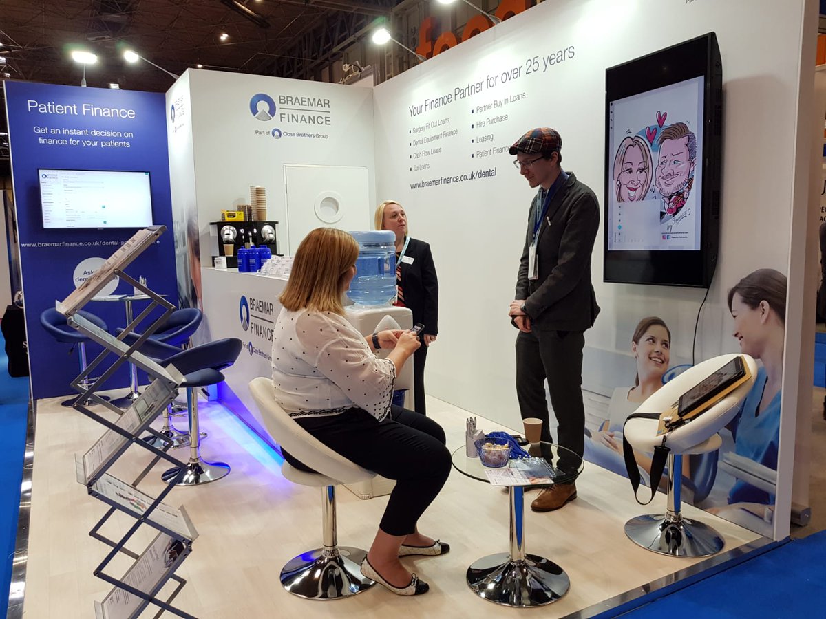 Our caricaturist is in full flow at the @dentistryshow. Visit us on stand F80 to reveal yourself in a new light! #BDCDS19