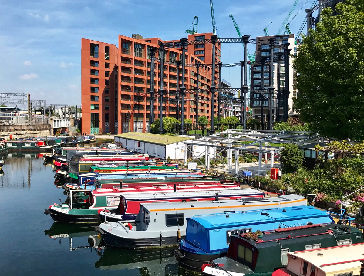 Tapestry &amp; Gasholder Park from across the canal (on Weds, when it was a bit sunnier).