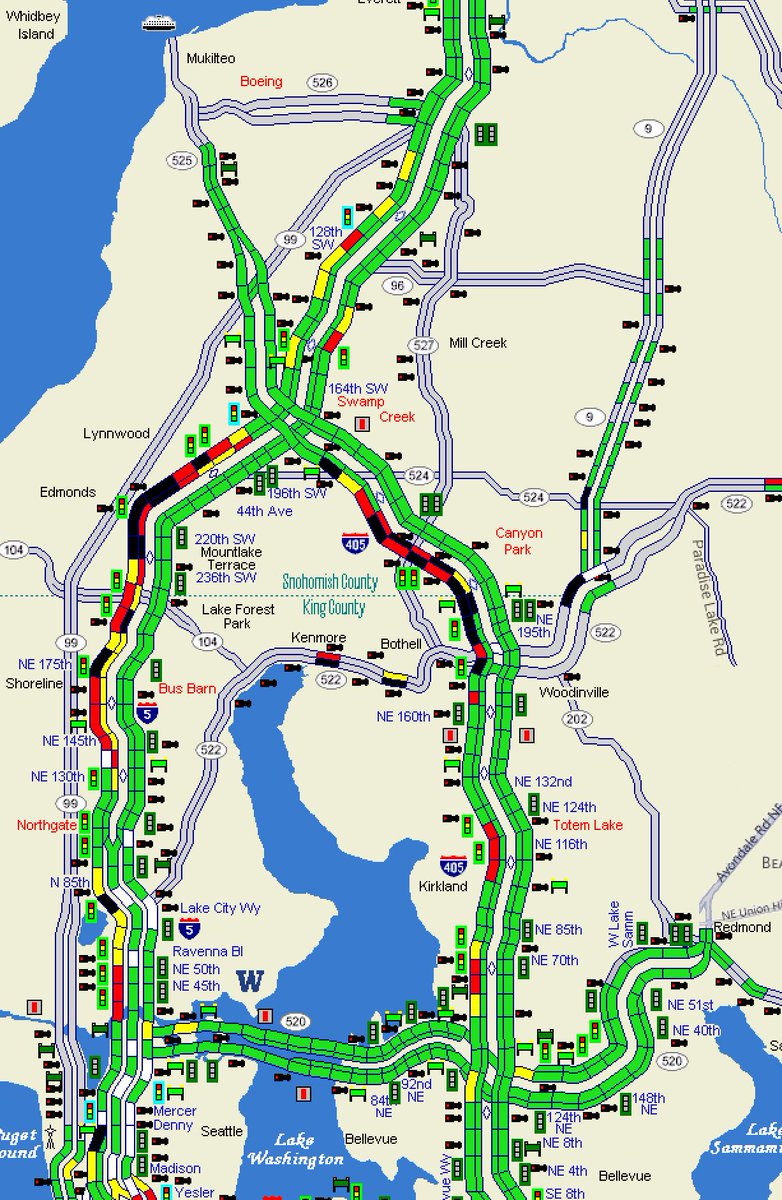 wsdot_traffic's tweet photo. A soggy, slow start to the Friday morning commute. Let's check to see what travel times are from the north end:

-Everett to Sea: 50 min/HOV 44 min
-Lynnwood to Bellevue: 48/22
-Woodinville to Sea: 45

Full list of travel times: https://t.co/nxaeDhbptQ https://t.co/D9Ei3orUCg