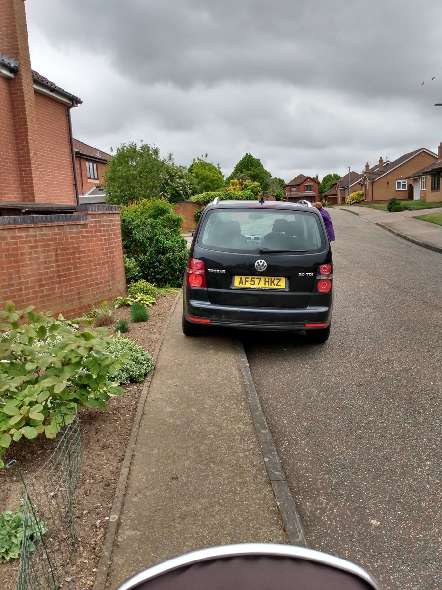 Graham_Hem's tweet photo. Forced to take pushchair and small child into the road to get passed this #inconsiderate car #parking full on pavement in @Aylsham. Let's ban all pavement parking. https://t.co/rRWP0Co9wh