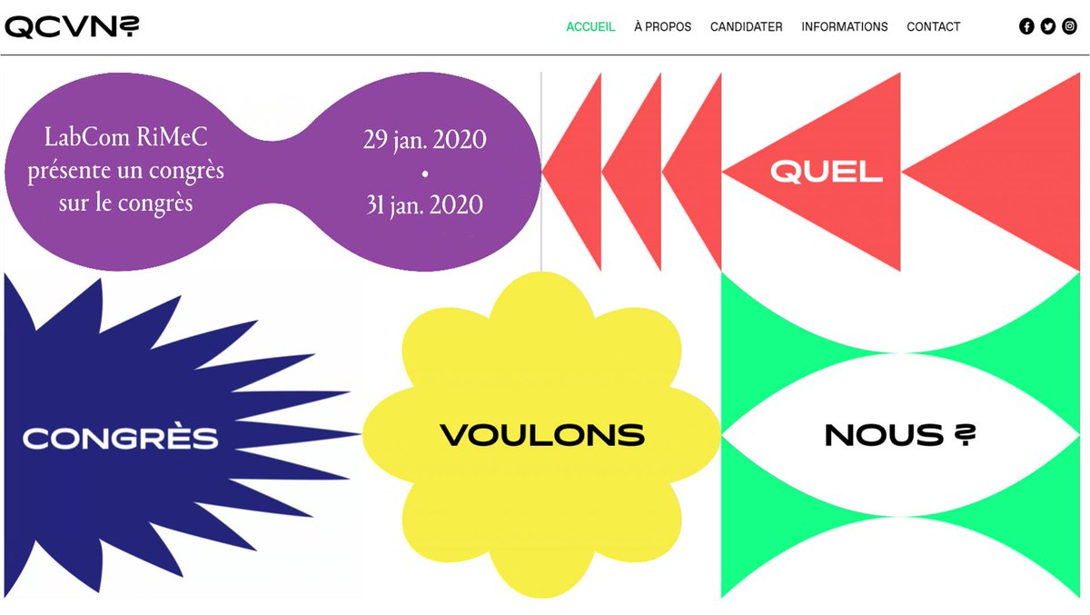 Congreso sobre el congreso. Abierta la convocatoria hasta el 30 de junio de 2019, a investigadores, artistas, estudiantes, curiosos y empresas. Del 29 al 31 de enero de 2020, en la Univ. Jean Jaurès y en Toulouse. Convocatoria de participación en qcvn.fr.