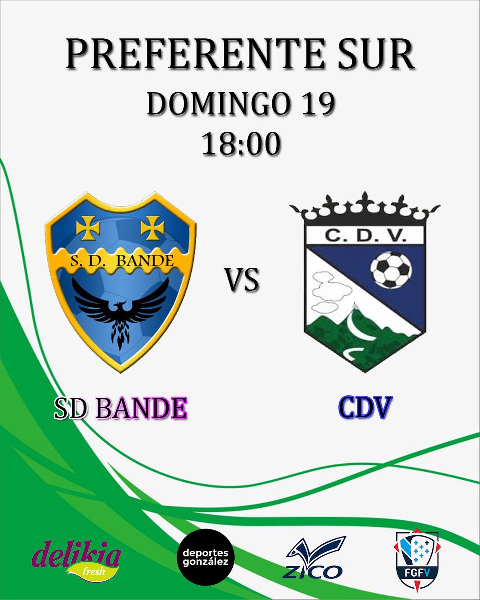 JORNADA 37

SD Bande 🆚 CD Valladares

🏟️ O Outeiro
⏰ 18:00
📆 Domingo 19

Último partido fuera de casa de la temporada para el equipo, vamos!
Salida del bus a las 15:00 desde el campo de Valladares.