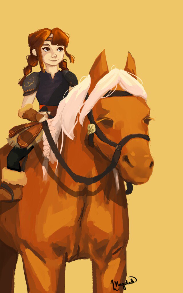 magdalensart's tweet image. zephyr riding a horse 🌻 #HTTYD3 #ZephyrHaddock #httydfanart #httyd3spoilers #hiccstrid
