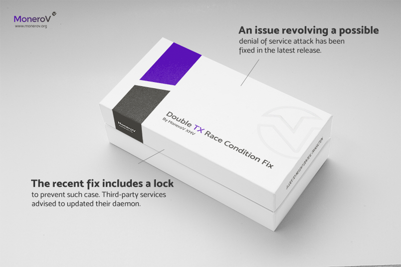 Double TX Race Condition Fix by MoneroV <a href="/monero_v/">MoneroV</a> The recent fix includes a lock to prevent such case. Third-party services are advised to update their daemon. Read more: monerov.org/double-tx-race… #XMV $XMV #moneroV #altcoin #cypto #bitcoin #news #tx