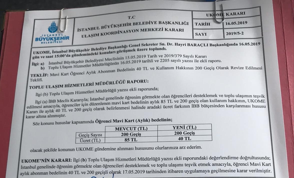 UKOME, İBB Meclisi Mayıs toplantılarında AK Parti Grubu’nun teklifi ve meclis üyelerimizin oy birliği ile kabul edilen "Mavi Kart Öğrenci Aylık Abonman Bedeli'nin 40 TL olması” kararını bugünden itibaren yürürlüğe koydu. 

Tüm öğrencilerimiz ve ailelerine hayırlı olsun.