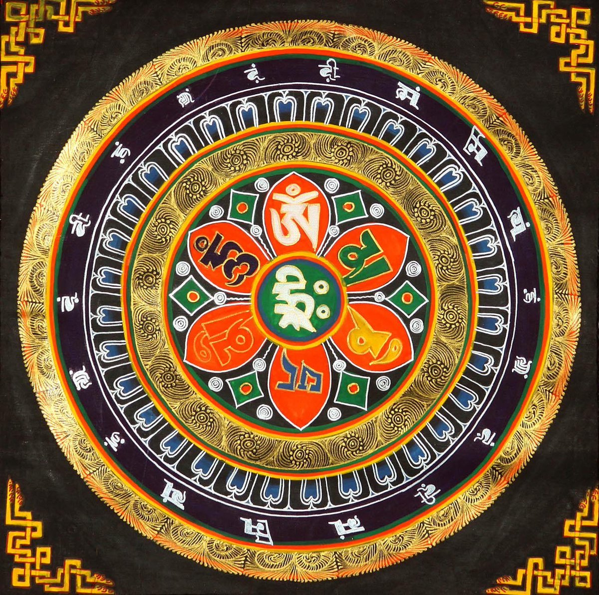 мантры тибета. ковер для медитации с мантрами. мандала ом мани падме хум. буддистская мандала. тханка мандала.