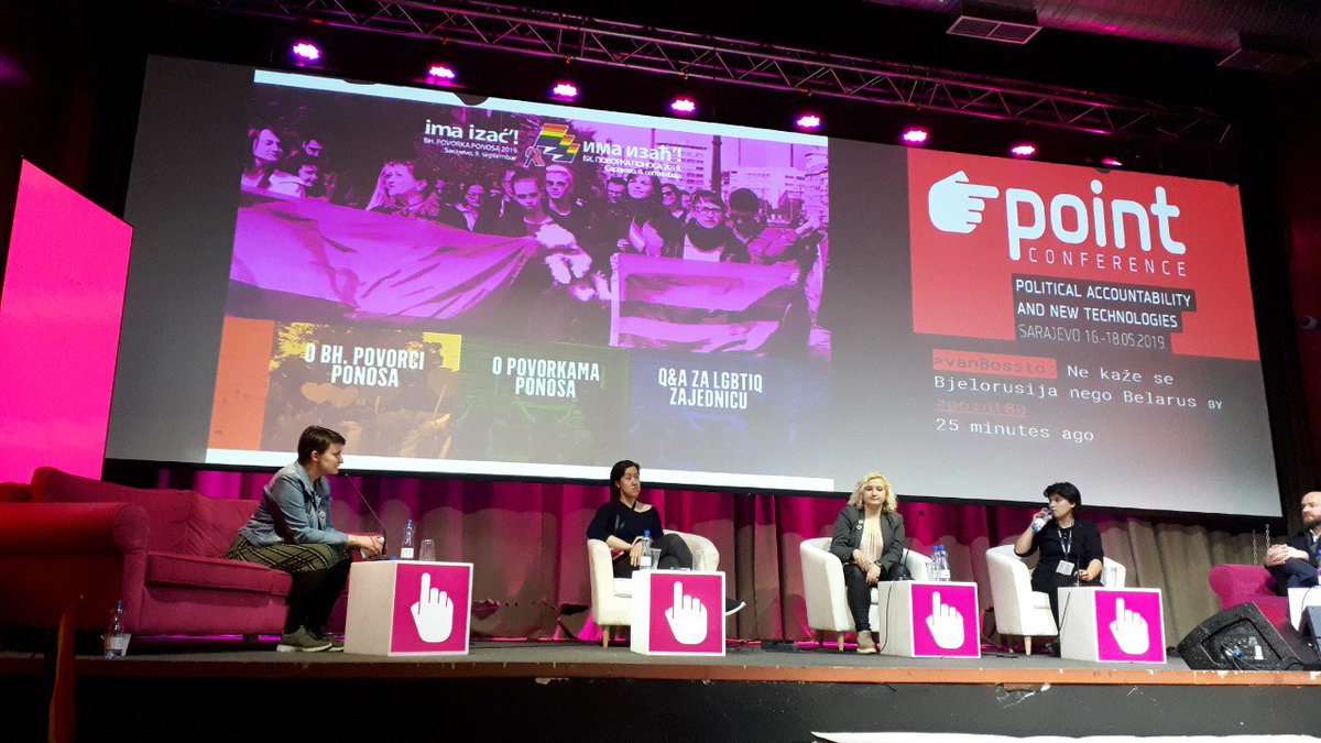 BHpovorkaponosa's tweet photo. O izazovima ljudskopravaškog aktivizma u virtualnom prostoru danas je na @PointConference govorila i članica Organizacionog odbora Bh. povorke ponosa, Vladana Vasić. @vanzemaljka #imaizac #saradnja #point80 https://t.co/gdVG5L4lUU