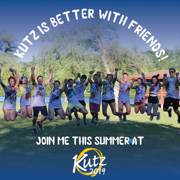 Kutz is better with friends! If you're registered for summer 2019, update your profile picture with our brand-new frame! kutzcamp.org/frame (you can search "kutz camp" if it doesn't show up automatically)