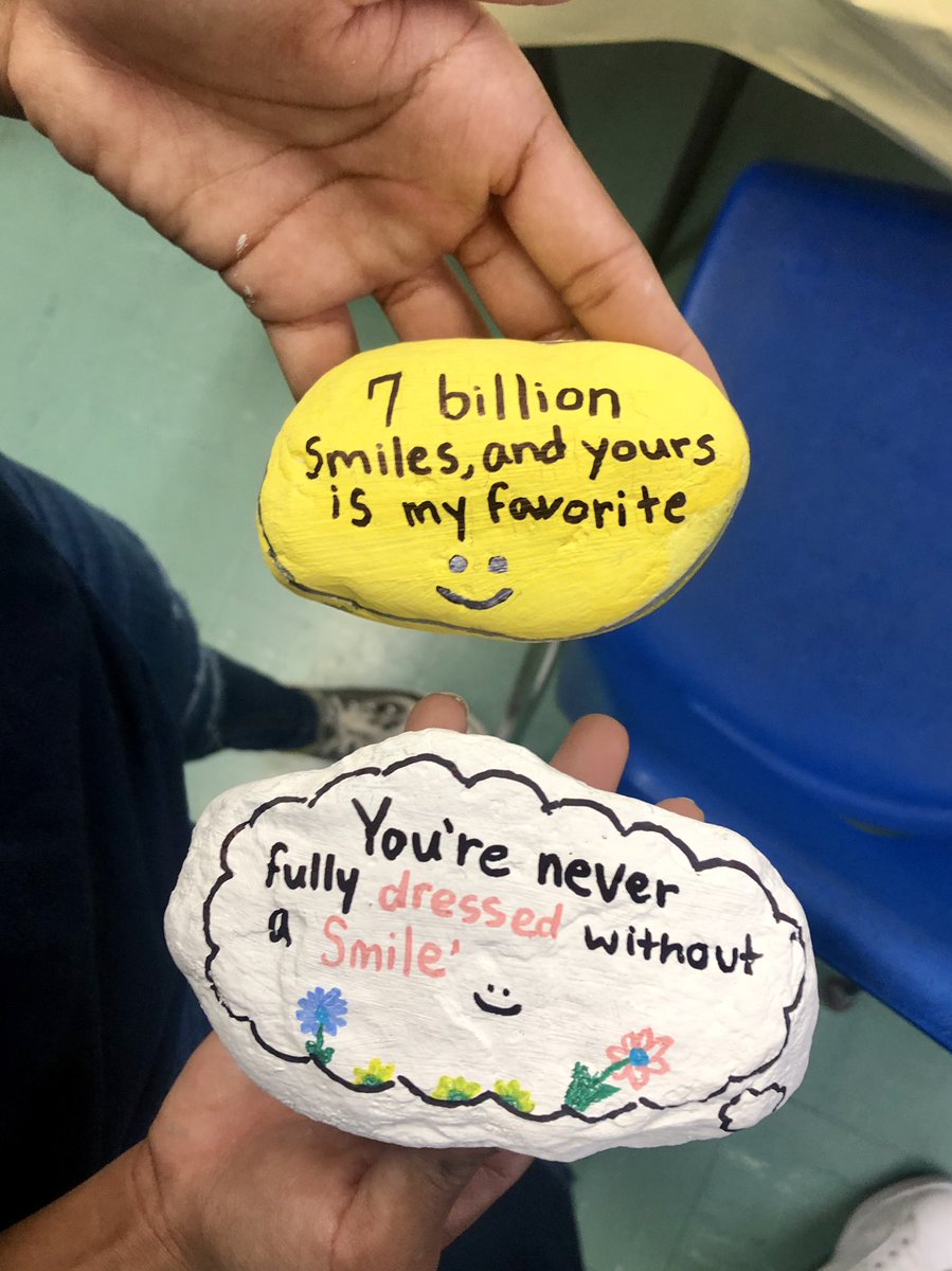 freetobemindful's tweet photo. West Brook 6th graders took part in the #KindnessRock Project for the Day of Service. We hope it brings smiles to those who find the rocks with positive affirmations around the Paramus community! @WestBrook_Param #ParamusStrong https://t.co/78lwvxNt3J