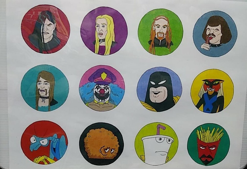 YankeeDoodlezRt's tweet photo. Here is some #flash with some of my favorites from @adultswim #cartoons
#flashtattoos #ydart #tattoos #tattoo #adultswim #cartoonnetwork #patchstyle #metalocalypse #aquateenhungerforce #aquateens #spaceghostcoasttocoast #cartoonplanet #thebrakshow #spaceghost #dethklok #drrockso https://t.co/50Dpf0WKnD